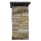 Natural Golden Yellow Slate Stone Cement Pillar (SMC-PC010)
