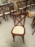 Solid Wood Mahogany Stacking Cross Back Chair with Rattan Seat