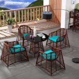 1+4tables and Bar Stools Leisure Rattan Wicker Table Garden Furniture Sets Z366