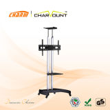 High Quality Steel Tube Height Adjustable TV Stand Trolley Has Tempered Glass (CT-FTVS-T104)