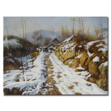 Handmade Winter Landscape Oil Painting for Wall Decor