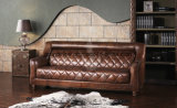 2017 Most Popular Antique Top Grain Vintage Leather Chesterfield Sofa