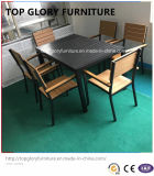 Garden Restaurant Cafe Aluminum Plastic Wood Chair Table Set (TG-6002)
