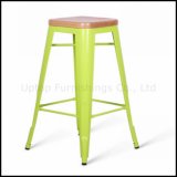 Cafe Used Metal Iron Stool with Wooden Top (SP-MC039W)