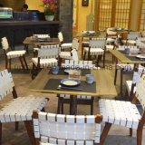 Weaving Style White Restaurant Wooden Table and Chair (SP-CS388)