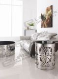 Carven Butterfly Stainless Steel Side Table with Tempered Glass Top