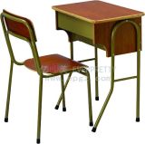 Antique School Furniture Fixed Single Student Wooden Desk & Chair