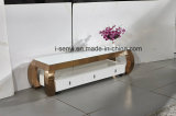 Living Room Gold Plated Removable Solid Wood Drawers Stainless Steel Base Tempered Mable Glass Top TV Stand