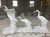 Wonderful Crane Grey Granite Animal Garden Stone Carved Sculpture