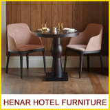 Simple Wood Round Table and Lounge Chair for Hotel Restaurant