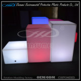 PE Material Roto Moulding Plastic LED Furniture Square Stool Chair