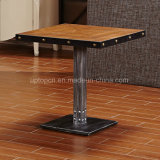 Wholesale Square Wood Restaurant Table with Cast Iron for Dining (SP-RT549)