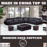 French Wooden Upholstered Living Room Leather Sofa