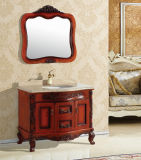 Customized Oak Wood Bathroom Mirrored Cabinet in High Gloss Painting