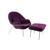 Lounge Womb Chair with Stainless Steel Frame and Fabric Upholstery