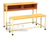 Modern Design Wooden Desk and Bench with Metal Frame