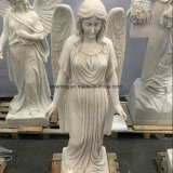 Natural White Marble Stone Angel Female Angel Sculpture for Garden Decoration