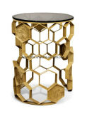 Hexagon Shape Gold Painted Metal Table in Coffee Table