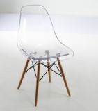 Transparent Plastic Chair with Wooden Leg