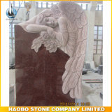 European Style Monument with Angel Statues Rose Sculpture Granite Headstone