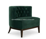 Accent Armless Low Back Fabric Sofa Chair in Forest Green Velvet