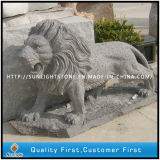 Grey Granite Sculpture Lion Animal Carving for Garden Decoration