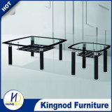 Leather Cover Top Glass Coffee Table Sets