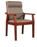 Modern Large Timber PU Leather Visitor Conference Waiting Chair