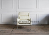 Vintage White Color Leather Stainless Steel Base Leisure Chair