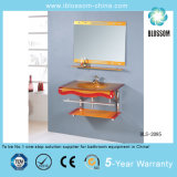 Colorful Painting Wall-Hung Glass Wash Basin with Mirror (BLS-2085)