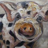 Handmade Farm Art Piggy Oil Painting on Canvas for Wall Decor
