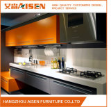 2018 Modern Italian Stylish Orange & Brown Lacquer Wooden Kitchen Cabinet Furniture