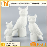 White Ceramic Owl Figurine Candle Holder Craft for Home Decoration