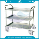 Crooked Handrail Treatment Trolley with Three Shelves Hospital Trolley (AG-SS022A)