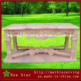 Indoor Beige Marble Carving Square Table, Stone Table