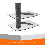 2 Tier Shelf DVD Stand -Aluminum and Tempered Glass DVD Rack