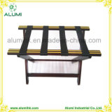 5 Star Hotel Metal Gold Strips Wooden Luggage Rack