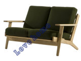 Modern Coffee Leisure Hans Wegner Plank Wooden Two Seater Sofa