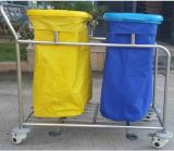 Stainless Steel Frame Hospital Waste Trolley with Two Waterproof Bag
