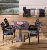 PE Rattan Outdoor Patio Wicker Home Hotel Office Cube Dining Set Table and Chair (J643)
