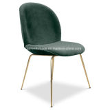Replica Beetle Stackable Fabric Velvet Dining Chair with Golden Stainless Steel Legs