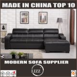 Black Genuine Leather Furniture Storable Sofa Bed (LZ710)