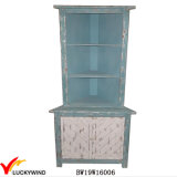 Unique Design Antique Blue Tall Wooden Corner Cabinet