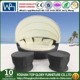 Outdoor Rattan Round Sun Bed with Canopy (TGLU-12)