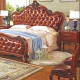Wood Bed and Dressing Table for Bedroom Furniture