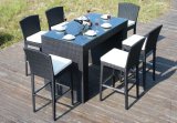7 Pieces Outdoor Bar Chair Desk Set PE Rattan Furniture