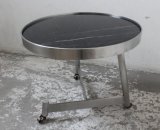 Brushed Stainless Steel Frame with Wheels Black Marble Top Coffee Table Tea Table