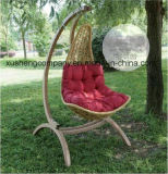 Outdoor Balcony Wood Frame Woven Rattan Hammock Swing Chair