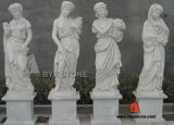 Natural White Marble Outdoor Garden Ladies Sculpture for Decoration