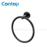 Round Design Solid Brass Matte Black Towel Ring